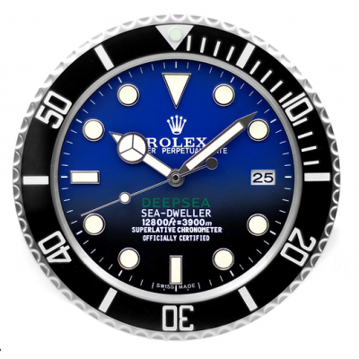 Rolex Deepsea Stil  blau Quarzwerk beleuchtet Wanduhr