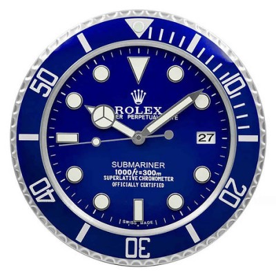 Rolex Submariner  classic  Blau  leuchtend  Wanduhr
